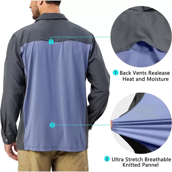 Little Donkey Andy Mens UPF 50+ UV Protection Long Sleeve Lightweight Shirt Breathable Quick Dry Hiking Fishing Shirts