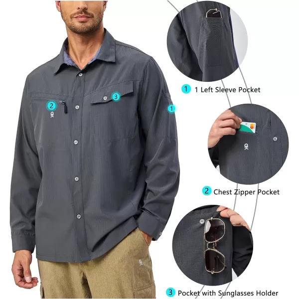 Little Donkey Andy Mens UPF 50+ UV Protection Long Sleeve Lightweight Shirt Breathable Quick Dry Hiking Fishing Shirts