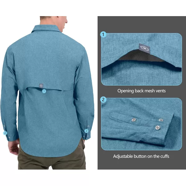 Little Donkey Andy Men's UPF 50+ UV Protection Shirt, Breathable Long Sleeve Fishing Hiking Shirt, Air-Holes Tech
