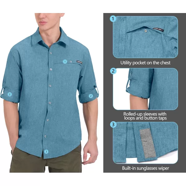Little Donkey Andy Men's UPF 50+ UV Protection Shirt, Breathable Long Sleeve Fishing Hiking Shirt, Air-Holes Tech