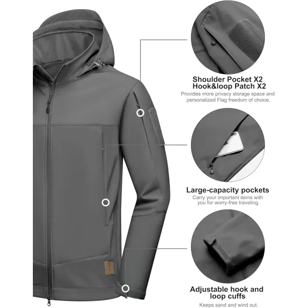 Little Donkey Andy Mens Water-Repellent Softshell Jacket, Hooded Military Tactical Jacket with Thermal Fleece Lined