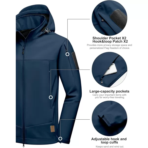 Little Donkey Andy Mens Water-Repellent Softshell Jacket, Hooded Military Tactical Jacket with Thermal Fleece Lined