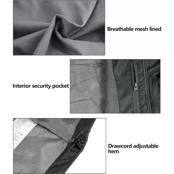 Little Donkey Andy Men's Waterproof Rain Jacket Outdoor Lightweight Rain Shell Coat for Hiking,Golf,Travel