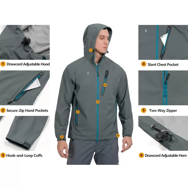 Little Donkey Andy Men's Waterproof Rain Jacket Outdoor Lightweight Rain Shell Coat for Hiking,Golf,Travel