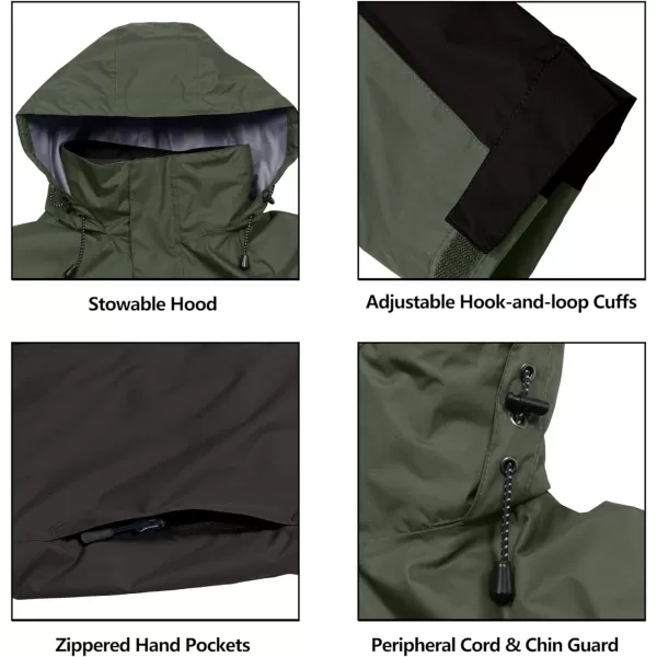 Little Donkey Andy Men's Waterproof Rain Jacket Outdoor Rain Shell Coat for Hiking,Golf,Travel