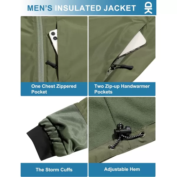 Little Donkey Andy Men's Waterproof Windbreaker Jacket, Fleece Lined Rain Jackets, Warm Golf Jacket With Pockets