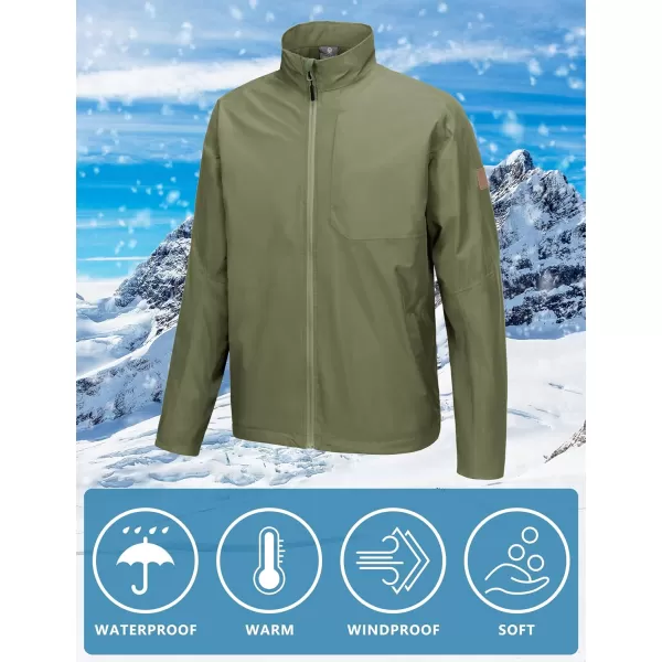 Little Donkey Andy Men's Waterproof Windbreaker Jacket, Fleece Lined Rain Jackets, Warm Golf Jacket With Pockets