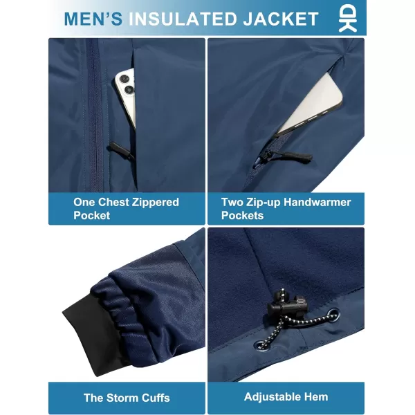 Little Donkey Andy Men's Waterproof Windbreaker Jacket, Fleece Lined Rain Jackets, Warm Golf Jacket With Pockets