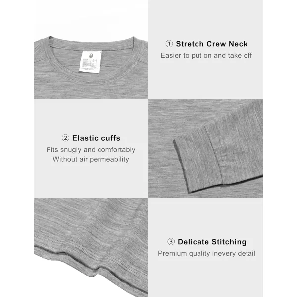 Little Donkey Andy Men's Wool Thermal Underwear, Wicking Base Layer Men Cold Weather