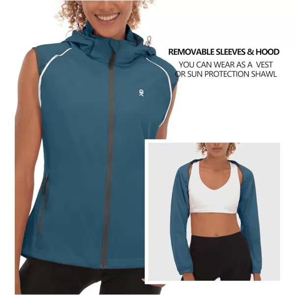 Little Donkey Andy Women's Quick-Dry Running Jacket UPF 50+ Cycling Jacket with Detachable Sleeves and Hood