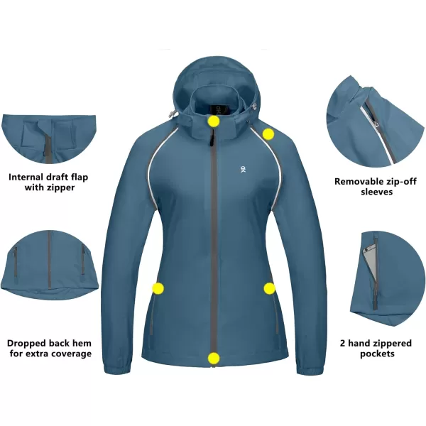 Little Donkey Andy Women's Quick-Dry Running Jacket UPF 50+ Cycling Jacket with Detachable Sleeves and Hood