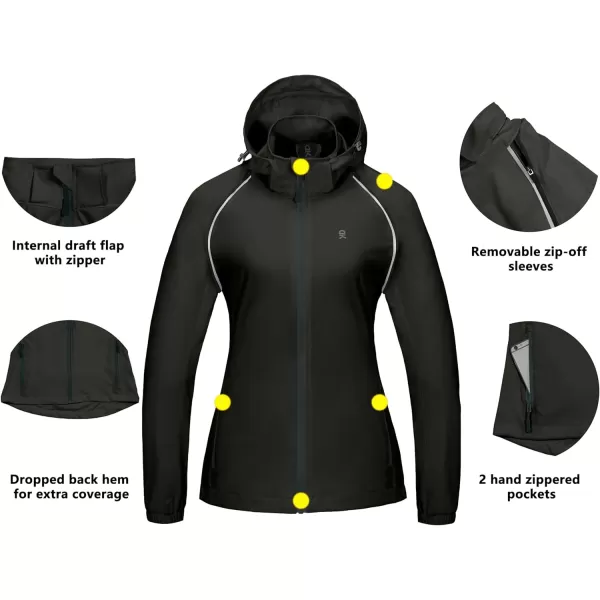 Little Donkey Andy Women's Quick-Dry Running Jacket UPF 50+ Cycling Jacket with Detachable Sleeves and Hood