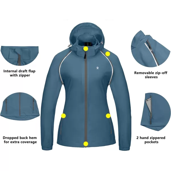 Little Donkey Andy Women's Quick-Dry Running Jacket UPF 50+ Cycling Jacket with Detachable Sleeves and Hood