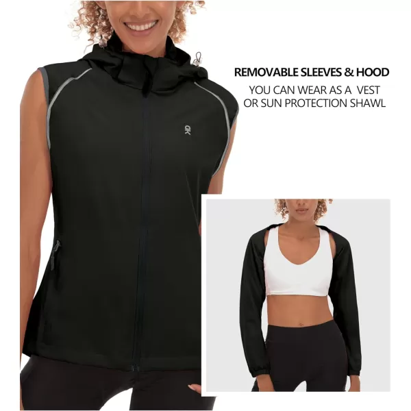 Little Donkey Andy Women's Quick-Dry Running Jacket UPF 50+ Cycling Jacket with Detachable Sleeves and Hood