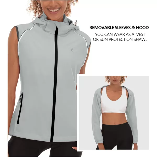 Little Donkey Andy Women's Quick-Dry Running Jacket UPF 50+ Cycling Jacket with Detachable Sleeves and Hood