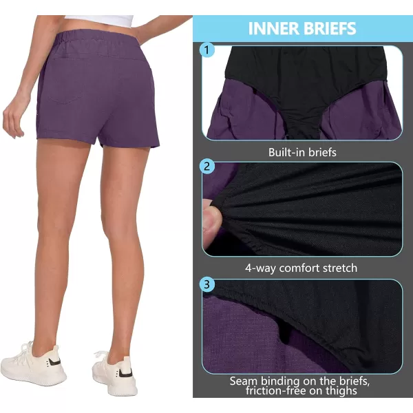 Little Donkey Andy Women's Quick Dry Running Shorts, 3 Inch Breathable Golf Hiking Athletic Shorts with Liner, Air Hole Tech