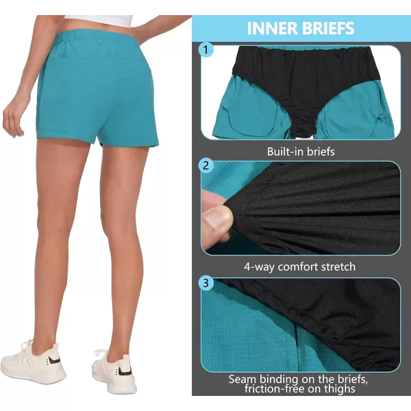 Little Donkey Andy Women's Quick Dry Running Shorts, 3 Inch Breathable Golf Hiking Athletic Shorts with Liner, Air Hole Tech
