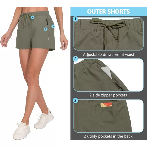 Little Donkey Andy Women's Quick Dry Running Shorts, 3 Inch Breathable Golf Hiking Athletic Shorts with Liner, Air Hole Tech