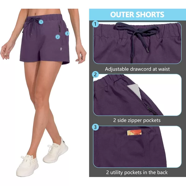 Little Donkey Andy Women's Quick Dry Running Shorts, 3 Inch Breathable Golf Hiking Athletic Shorts with Liner, Air Hole Tech