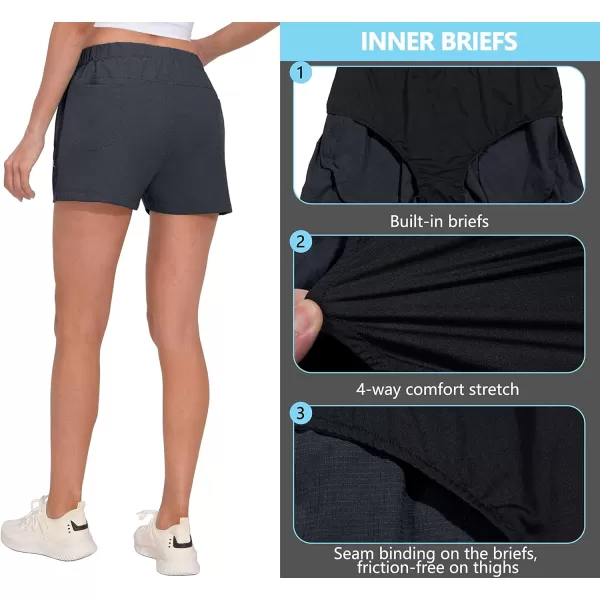 Little Donkey Andy Women's Quick Dry Running Shorts, 3 Inch Breathable Golf Hiking Athletic Shorts with Liner, Air Hole Tech