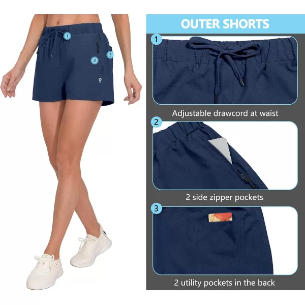 Little Donkey Andy Women's Quick Dry Running Shorts, 3 Inch Breathable Golf Hiking Athletic Shorts with Liner, Air Hole Tech