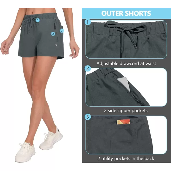 Little Donkey Andy Women's Quick Dry Running Shorts, 3 Inch Breathable Golf Hiking Athletic Shorts with Liner, Air Hole Tech
