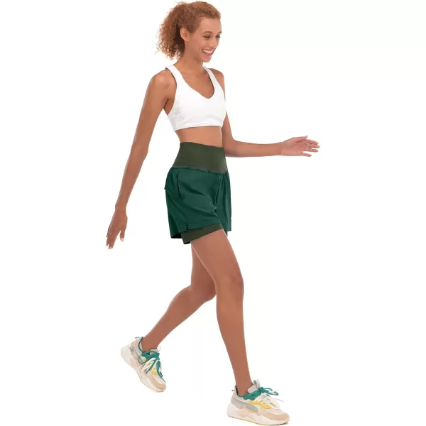 Little Donkey Andy Women's Quick-Dry Running Shorts, High Waist Stretch Workout Hiking Bicycle Athletic Shorts with Liner