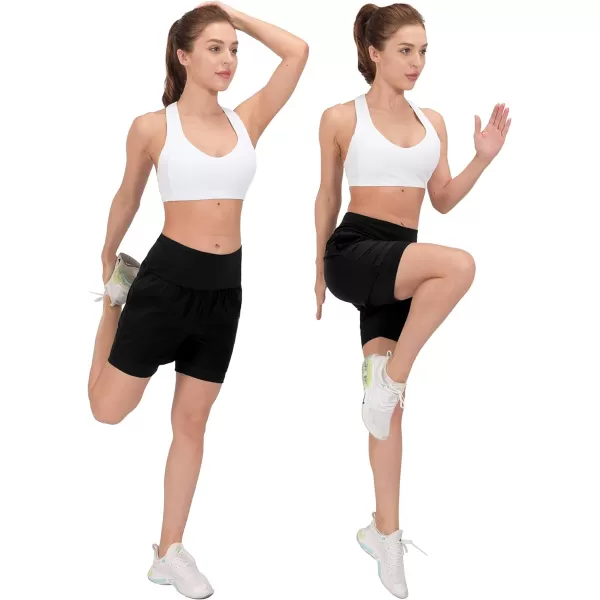 Little Donkey Andy Women's Quick-Dry Running Shorts, High Waist Stretch Workout Hiking Bicycle Athletic Shorts with Liner