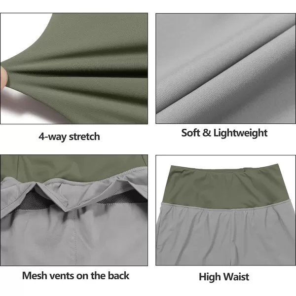 Little Donkey Andy Women's Quick-Dry Running Shorts, High Waist Stretch Workout Hiking Bicycle Athletic Shorts with Liner