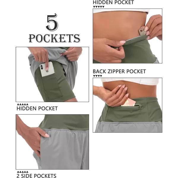 Little Donkey Andy Women's Quick-Dry Running Shorts, High Waist Stretch Workout Hiking Bicycle Athletic Shorts with Liner