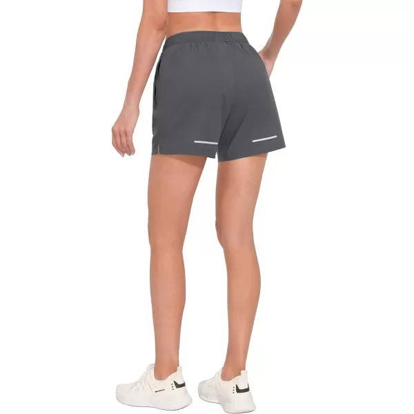 Little Donkey Andy Women's Quick-Dry Running Shorts, High Waist Stretch Workout Hiking Bicycle Athletic Shorts with Liner