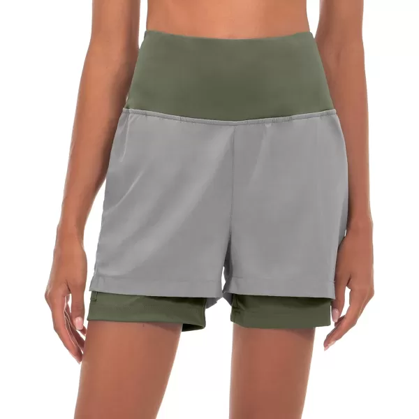 Little Donkey Andy Women's Quick-Dry Running Shorts, High Waist Stretch Workout Hiking Bicycle Athletic Shorts with Liner