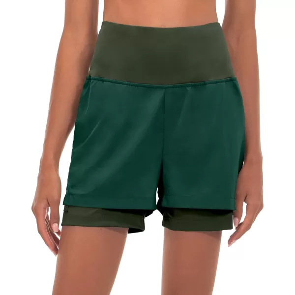 Little Donkey Andy Women's Quick-Dry Running Shorts, High Waist Stretch Workout Hiking Bicycle Athletic Shorts with Liner