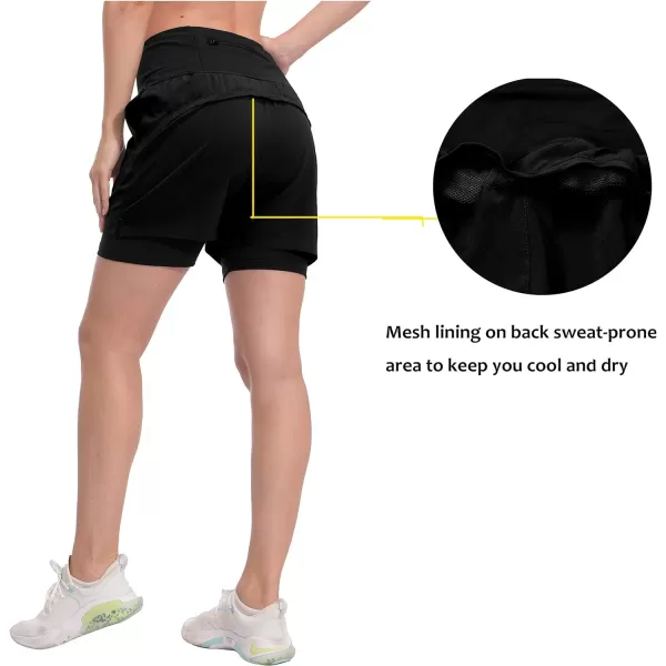 Little Donkey Andy Women's Quick-Dry Running Shorts, High Waist Stretch Workout Hiking Bicycle Athletic Shorts with Liner