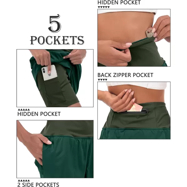 Little Donkey Andy Women's Quick-Dry Running Shorts, High Waist Stretch Workout Hiking Bicycle Athletic Shorts with Liner