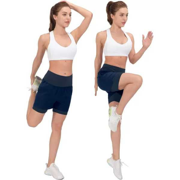 Little Donkey Andy Women's Quick-Dry Running Shorts, High Waist Stretch Workout Hiking Bicycle Athletic Shorts with Liner