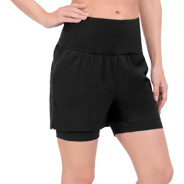 Little Donkey Andy Women's Quick-Dry Running Shorts, High Waist Stretch Workout Hiking Bicycle Athletic Shorts with Liner