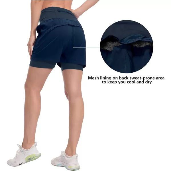 Little Donkey Andy Women's Quick-Dry Running Shorts, High Waist Stretch Workout Hiking Bicycle Athletic Shorts with Liner