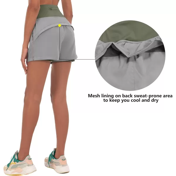 Little Donkey Andy Women's Quick-Dry Running Shorts, High Waist Stretch Workout Hiking Bicycle Athletic Shorts with Liner