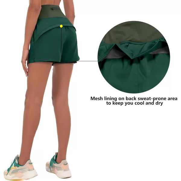 Little Donkey Andy Women's Quick-Dry Running Shorts, High Waist Stretch Workout Hiking Bicycle Athletic Shorts with Liner