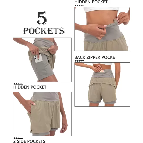 Little Donkey Andy Women's Quick-Dry Running Shorts, High Waist Stretch Workout Hiking Bicycle Athletic Shorts with Liner