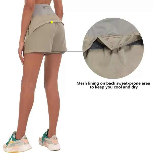 Little Donkey Andy Women's Quick-Dry Running Shorts, High Waist Stretch Workout Hiking Bicycle Athletic Shorts with Liner