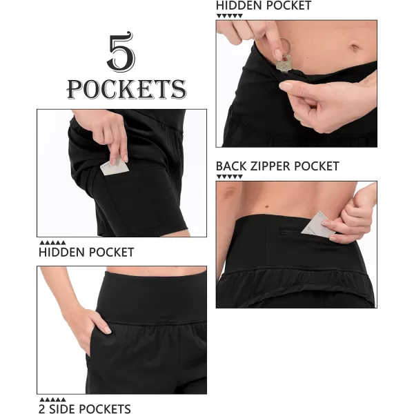 Little Donkey Andy Women's Quick-Dry Running Shorts, High Waist Stretch Workout Hiking Bicycle Athletic Shorts with Liner
