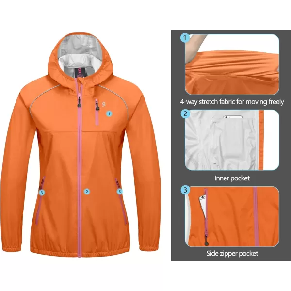Little Donkey Andy Women's Rain Cycling Stretch Jacket with Hood, Windproof and Waterproof, Ultralight Packable