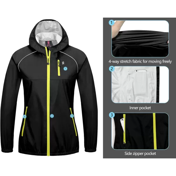 Little Donkey Andy Women's Rain Cycling Stretch Jacket with Hood, Windproof and Waterproof, Ultralight Packable