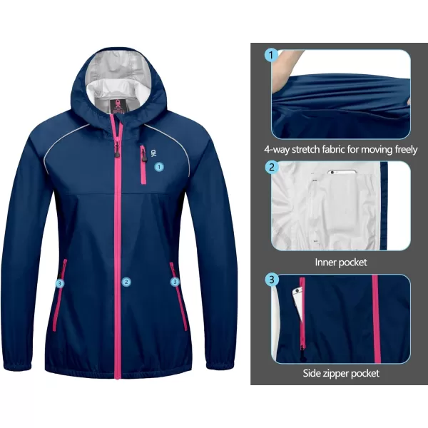 Little Donkey Andy Women's Rain Cycling Stretch Jacket with Hood, Windproof and Waterproof, Ultralight Packable