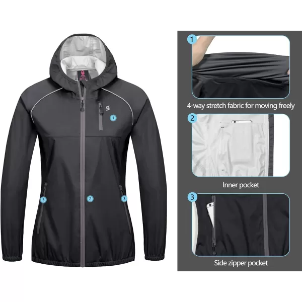 Little Donkey Andy Women's Rain Cycling Stretch Jacket with Hood, Windproof and Waterproof, Ultralight Packable