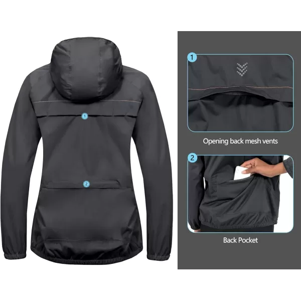 Little Donkey Andy Women's Rain Cycling Stretch Jacket with Hood, Windproof and Waterproof, Ultralight Packable