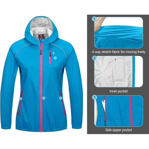 Little Donkey Andy Women's Rain Cycling Stretch Jacket with Hood, Windproof and Waterproof, Ultralight Packable