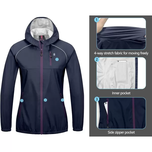 Little Donkey Andy Women's Rain Cycling Stretch Jacket with Hood, Windproof and Waterproof, Ultralight Packable
